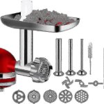 Hachoir a viande kitchenaid, hachoir a aliments en acier inoxydable avec 5 disques et 2 lames, facile ...