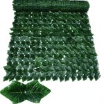 Haie de lierre artificielle, panneaux de clture en cuir oral elu vert, faux ecran de confidentialit ...