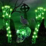 Halloween decoration squelette, lumineux, 1 crne et 2 piquets de bras, dcoration extrieure raliste, ...