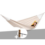 Hamac 2 places barbados naturel + kit attaches t - strap - amazonas