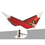 Hamac 3 places paradiso terracotta + kit attaches t - strap - amazonas
