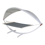 Hamac balanoire suspendue jusqu' 200kg avec toile pour protection solaire cadre en bois 420cm 2 personnes ...