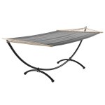 Hamac avec cadre coton polyester mtal fritt 220 cm gris noir helloshop26 03 0002173