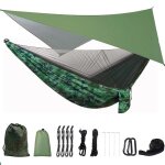 Hamac de camping avec bche anti - pluie et moustiquaire, tente, sangles d'arbre, portable, simple, double, ...
