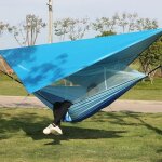 Hamac de camping double avec moustiquaire, ensemble auvent d'extérieur, parachute léger en nylon portable ... Hamac de camping double avec moustiquaire, ensemble auvent d'extérieur, parachute léger en nylon portable ...