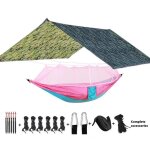 Hamac de camping double portable en nylon, avec filet anti - pluie et auvent impermable, pour le camping, ...