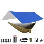 Hamac de camping avec filet anti - insectes et bche de pluie, tente hamac portable 118x118 pouces, tanche ...