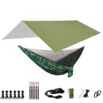Hamac de camping avec filet anti - insectes et bche de pluie, tente hamac portable 118x118 pouces, tanche ...