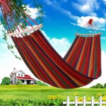 Hamac de camping a rayures, lit - balanoire, chaise de voyage en plein air, balanoire de jardin, pour ...