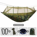 Hamac de camping simple et double, avec moustiquaire, sangles d'arbre et mousquetons inclus, parachute ...