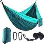 Hamac de camping de voyage ultra - l�ger, nylon parachute � s�chage rapide 2 mousquetons de qualit�, ...