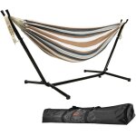 Hamac double de 2, 6 m avec support, capacit de 250 kg, comprend un sac de transport portable parfait ...