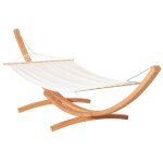 Hamac de jardin 1 personne avec support en bois toile coton blanc Hamac de jardin 1 personne avec support en bois toile coton blanc