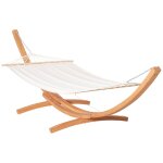 Hamac de jardin 1 personne avec support en bois toile coton blanc
