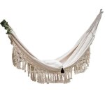 Hamac de jardin, lit - balançoire, avec franges, brésilien, en coton et lin Hamac de jardin, lit - balançoire, avec franges, brésilien, en coton et lin