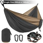 Hamac parachute avec sangles et mousqueton noir, mobilier d'extrieur, camping, survie, voyage, double ...
