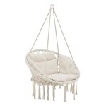 Hamac si�ge rond avec coussin chaise suspendue jusqu'� 150kg d'assise 60 cm cr�me helloshop26 03 0006058 ...
