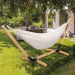 Hamac avec support bois et toile ecrue tahiti