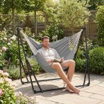 Hamac sur pied avec support, sac de transport, r�glable, structure stable, jusqu'� 200 kg, pour jardin, ...