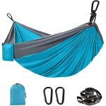 Hamac suspendu 280 x 180 cm, hamac de jardin ou de camping simple ou double avec sac de transport, charge ...