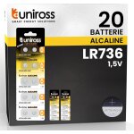 Hamiltion - batterie ag3 / lr736 / lr41 1, 5 v piles alcalines a bouton - 2 ampoules de 10 piles