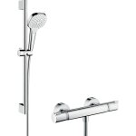 Hansgrohe - combi douche croma select e vario / ecostat comfort avec barre 65 cm blanc / chrom