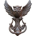 Heurtoir de porte en fonte motif hibou, style antique, 17, 7 x 4, 5 x 2 cm (marron)
