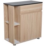 Homcom chariot de service desserte de cuisine a roulettes multi - rangements placard double portes + ...