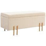 Homcom grand pouf coffre de rangement design contemporain - banc avec espace de rangement - dim. 100l ...