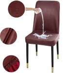 Housse de chaise a dossier incurvé et extensible, imperméable, en cuir pu, sans accoudoirs, pour salle ... Housse de chaise a dossier incurvé et extensible, imperméable, en cuir pu, sans accoudoirs, pour salle ...