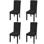 Housse de chaise droite extensible 4 pcs noir dec022368 Housse de chaise droite extensible 4 pcs noir dec022368