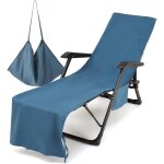 Housse de chaise longue de plage serviette de transat plage en microfibre avec poches latrales pour ...