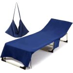 Housse de chaise longue de plage - serviette de transat plage en microfibre avec poches latrales pour ...