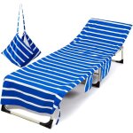 Housse de chaise de plage longue en microfibre, couleur unie ray serviette de plage avec poches de rangement, ...