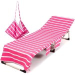 Housse de chaise de plage longue en microfibre, couleur unie ray serviette de plage avec poches de rangement, ...
