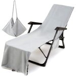 Housse de chaise de plage longue en microfibre, serviette de plage avec poches de rangement, housse de ...