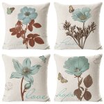 Housse de coussin carrée en lin, 4 pièces, taie d'oreiller imprimée avec fleur, foi, paix, amour, espoir, ... Housse de coussin carrée en lin, 4 pièces, taie d'oreiller imprimée avec fleur, foi, paix, amour, espoir, ...