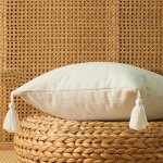 Housse de coussin en coton et lin japonais, taie d'oreiller simple, d�coration de no�l, jaune, 45x45