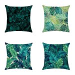 Housse de coussin a feuilles vertes phfu - 4pcs, taie d'oreiller carr�e, d�coration de maison, canap�, ...