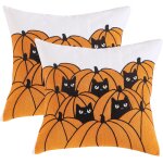 Housse de coussin halloween 45 x 45 cm taie d'oreiller chauve souris de tuft de lin pour canap salon ...