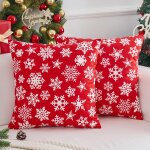 Housses de coussin rouges nol 40 x 40 cm motif flocons de neige housses coussin en velours dcoratives ...