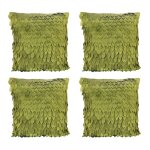 Housse de coussin en satin a motif de feuilles pour canap�, voiture ou lit, 43x43cm, couleur vert olive, ...