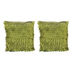 Housse de coussin en satin a motif de feuilles pour canap�, voiture ou lit, 43x43cm, couleur vert olive, ...