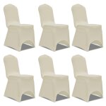 Housse crme extensible pour chaise 6 pices