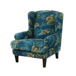 Housse de fauteuil a oreilles elastique verte - polyester - coton, lavable, confection 3d, protection ...