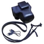 Housse de protection amovible en cuir pu avec bandouliere pour appareil photo canon eos r50 / r100 Housse de protection amovible en cuir pu avec bandouliere pour appareil photo canon eos r50 / r100