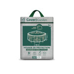 Housse de protection cover garden pour table ronde 6 personnes + chaises, avec tr�pied - Ø160 x 70 cm ...