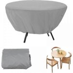 Housse de protection imperméable pour table de jardin ronde (gris) 127 x 58 cm, mobilier d'extérieur Housse de protection imperméable pour table de jardin ronde (gris) 127 x 58 cm, mobilier d'extérieur