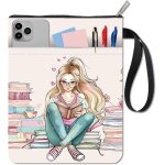 Housse de protection pour livre avec fermeture eclair et poche supplmentaire rectangulaire lavable en ...