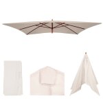 Housse de rechange pour parasol en bois florida 2x3m, housse de parasol de jardin cr�me